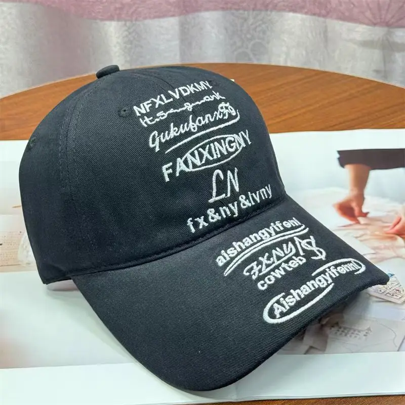 Women Embroidered Duckbill Cap Red Full Letter Design — feature 7