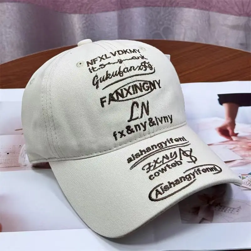 Women Embroidered Duckbill Cap Red Full Letter Design — feature 8