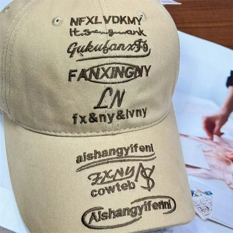 Women Embroidered Duckbill Cap Red Full Letter Design — feature 9