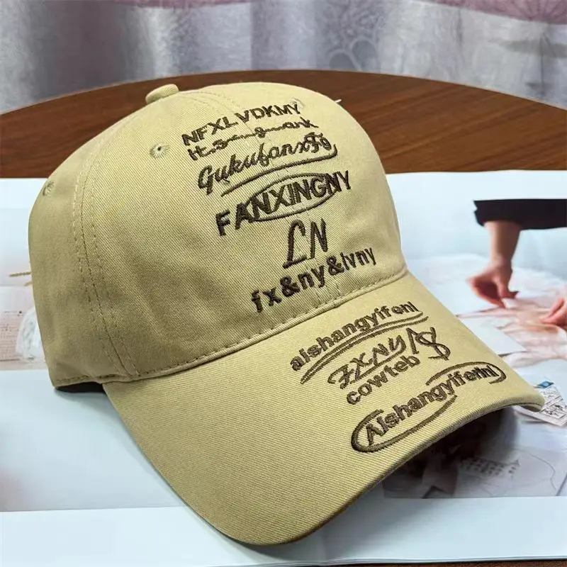 Women Embroidered Duckbill Cap Red Full Letter Design - Image 4
