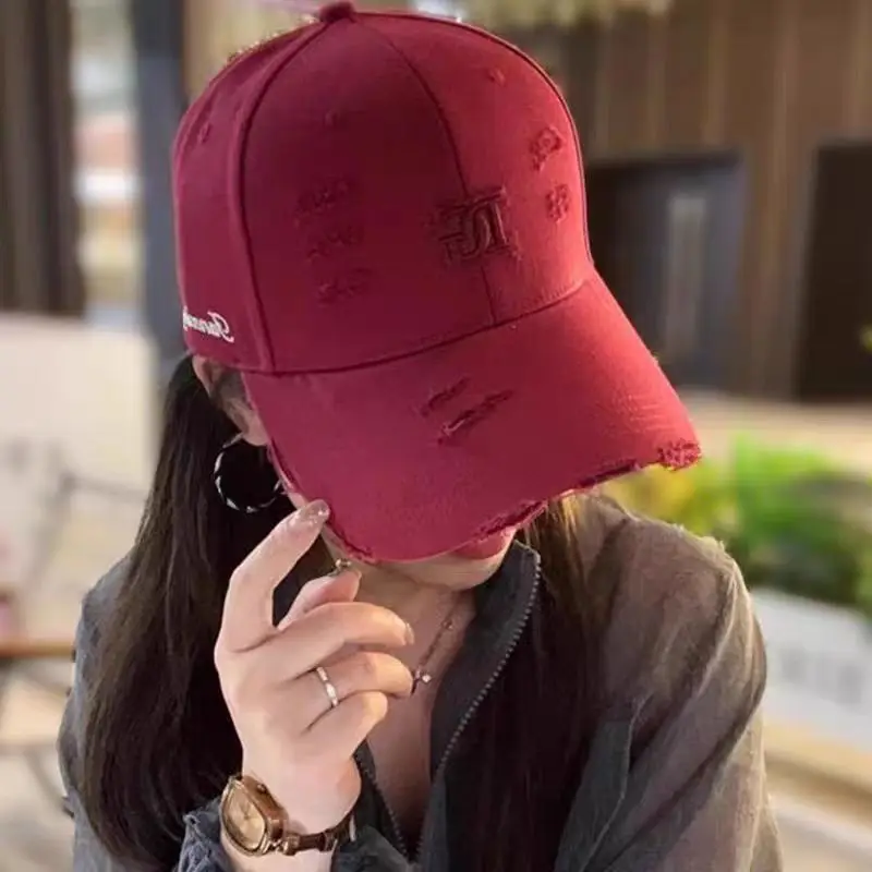 Spring Korean Style White Peaked Cap with Embroidered Baseball Cap - Image 4