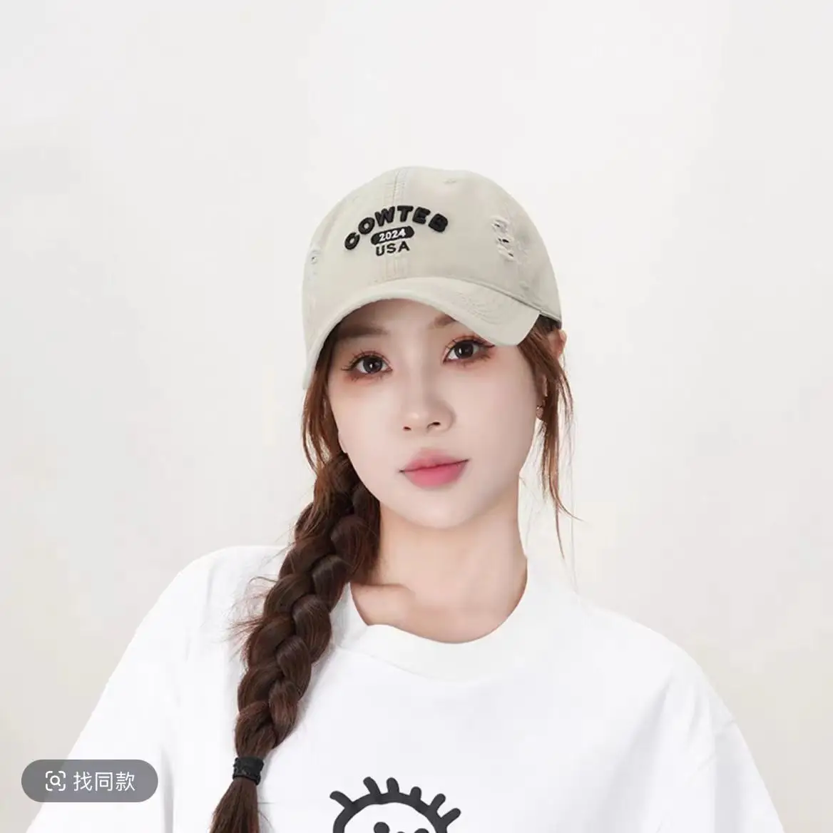 Shufan Zhenxuan Soft Cotton Baseball Cap White Oversized - Image 9