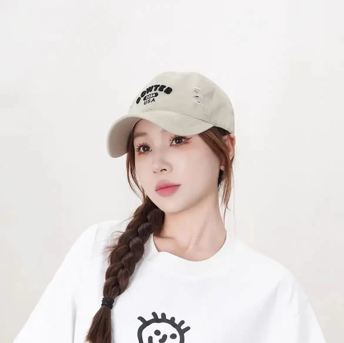 Shufan Zhenxuan Soft Cotton Baseball Cap White Oversized - Image 2
