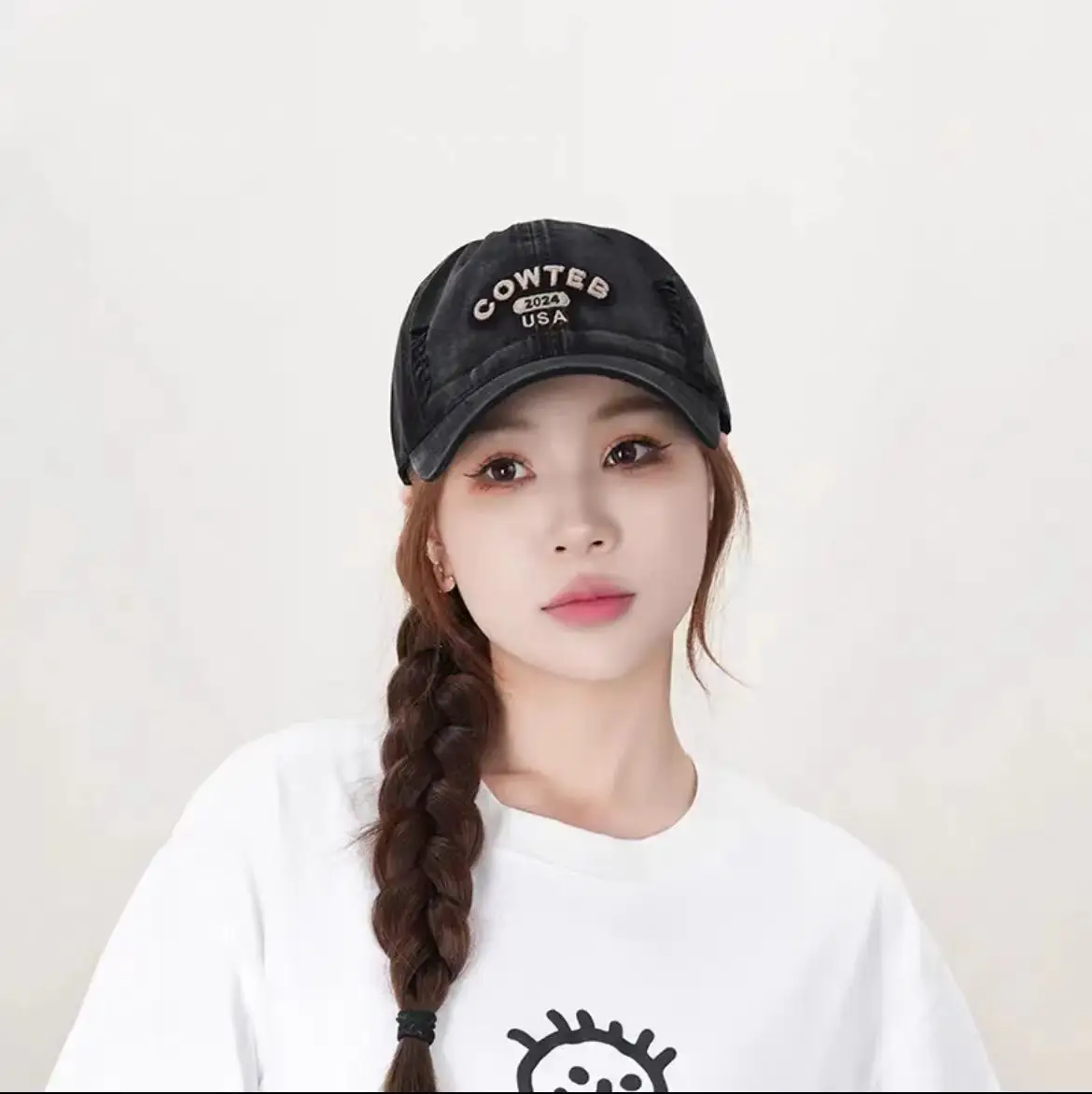Shufan Zhenxuan Soft Cotton Baseball Cap White Oversized - Image 3