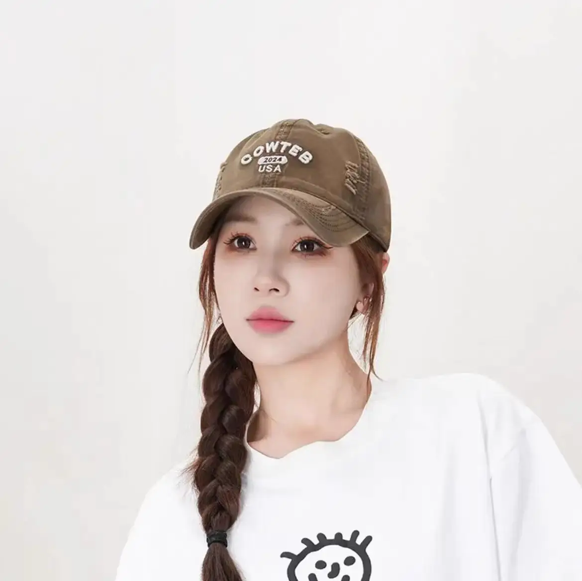Shufan Zhenxuan Soft Cotton Baseball Cap White Oversized - Image 4