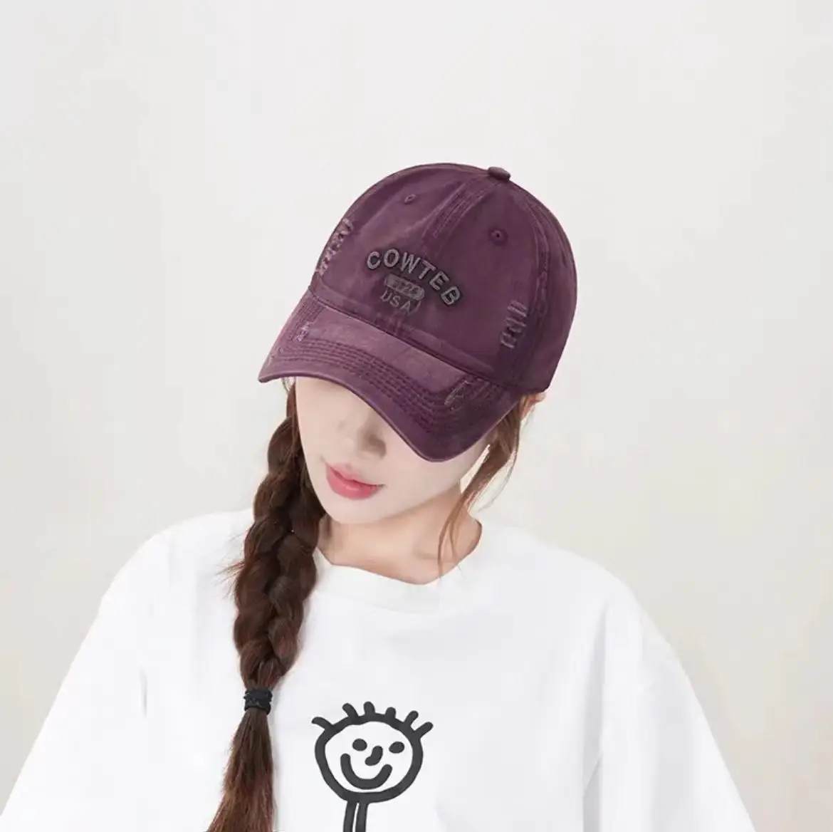 Shufan Zhenxuan Soft Cotton Baseball Cap White Oversized - Image 5