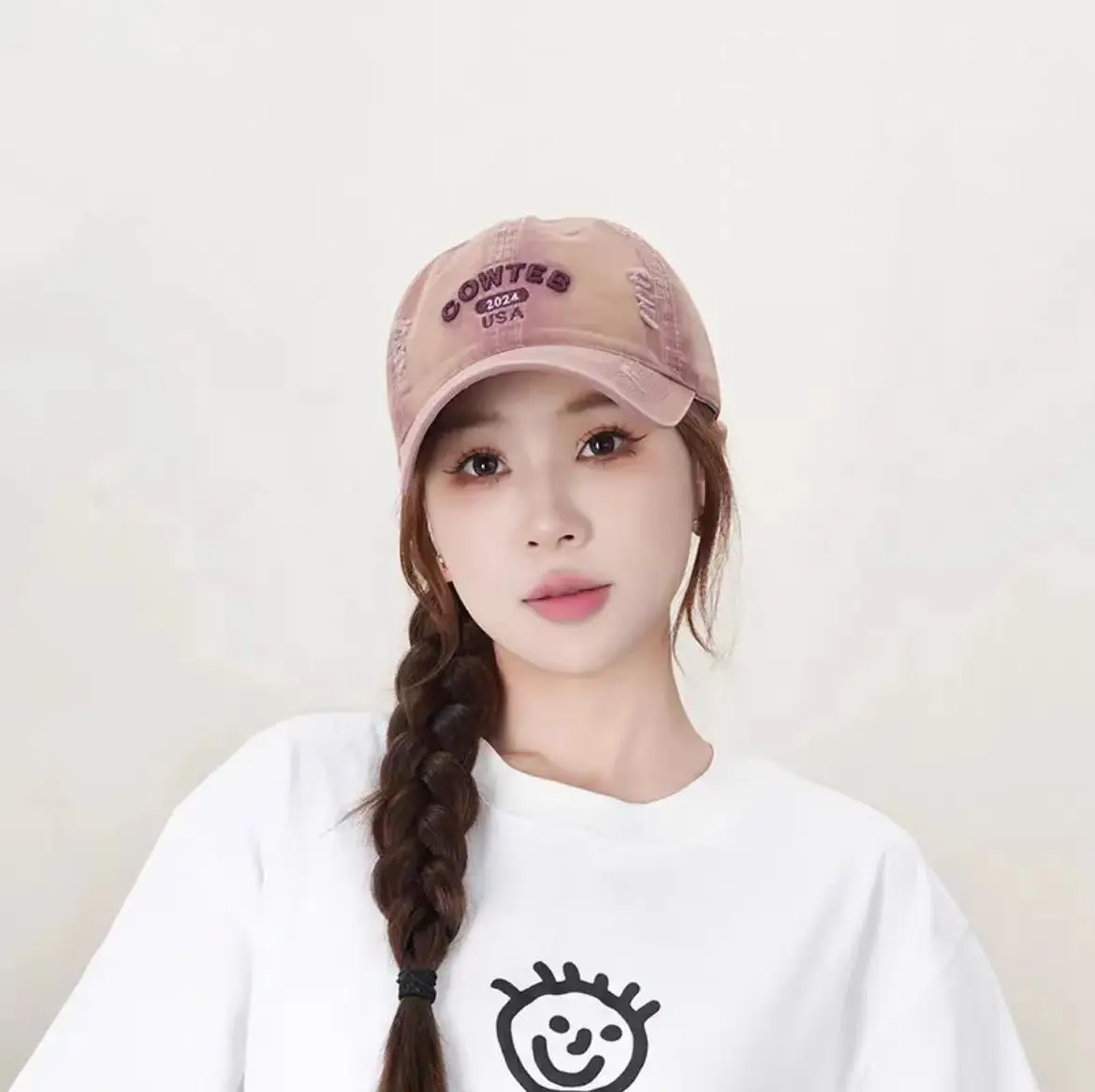 Shufan Zhenxuan Soft Cotton Baseball Cap White Oversized - Image 6