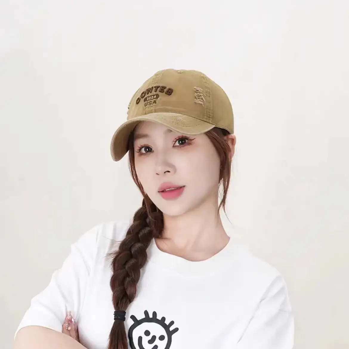 Shufan Zhenxuan Soft Cotton Baseball Cap White Oversized - Image 7