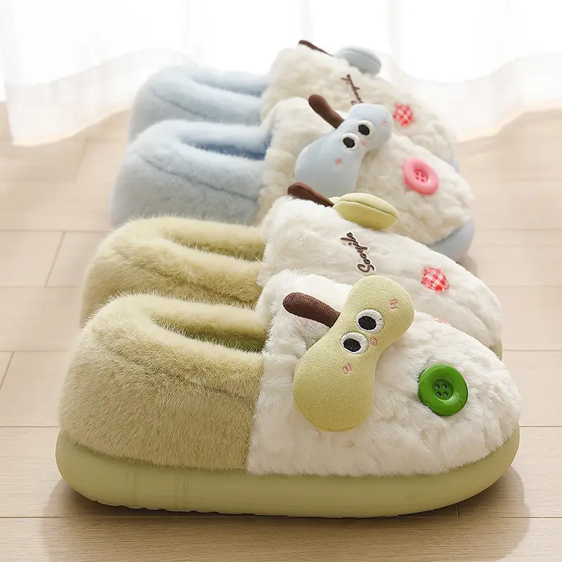 Women's Winter Cartoon Plush Slippers Green - Image 7