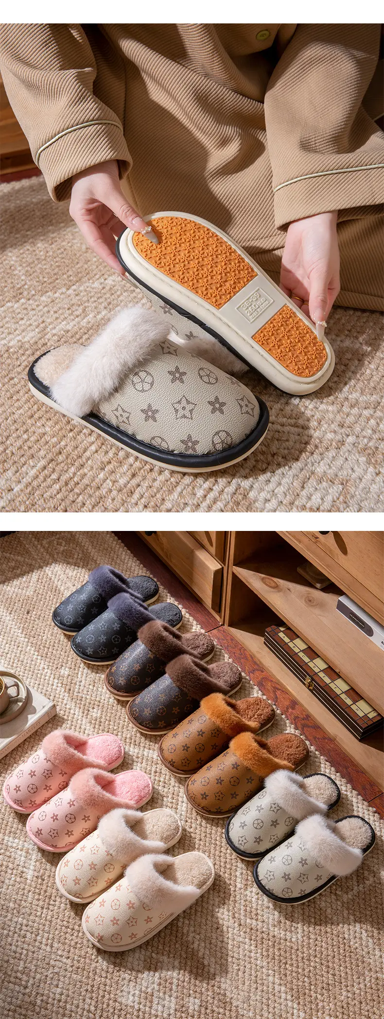 Men's Winter Indoor Home Cotton Slippers 2025 New Warm Thick-Soled Plush Soft Cushion Cotton Slippers for Men Winter — feature 10