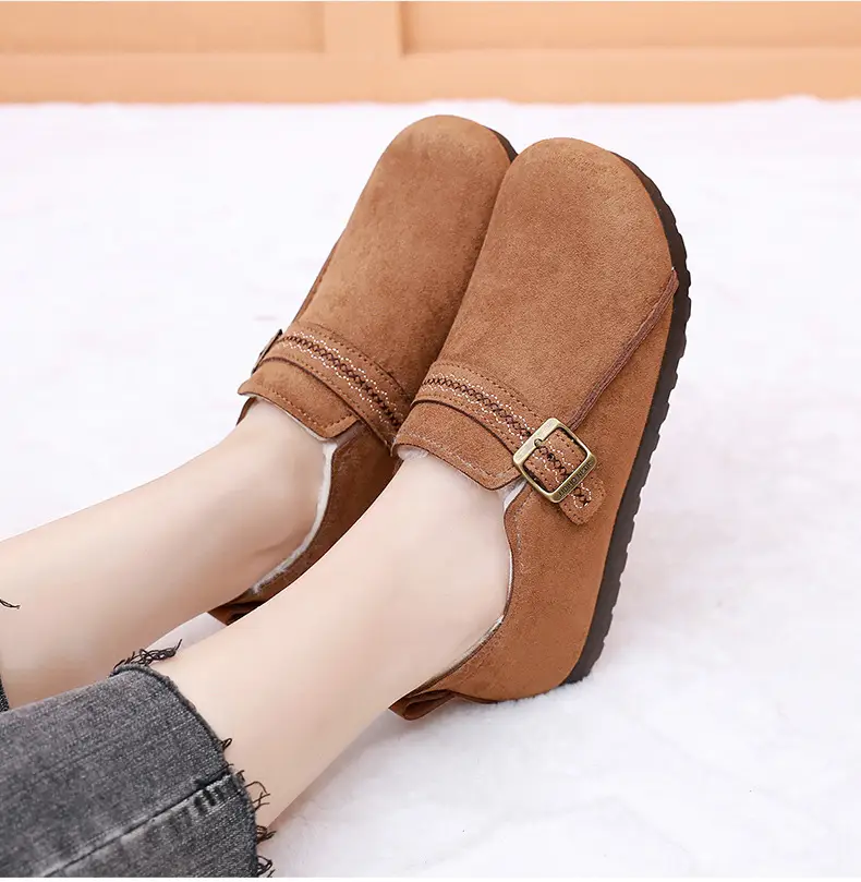 Plush Birkenstock Shoes for Women 2025 Winter New Style Comfortable and Warm Cotton Shoes Retro Casual Lazy Slip-On Shoes — feature 17