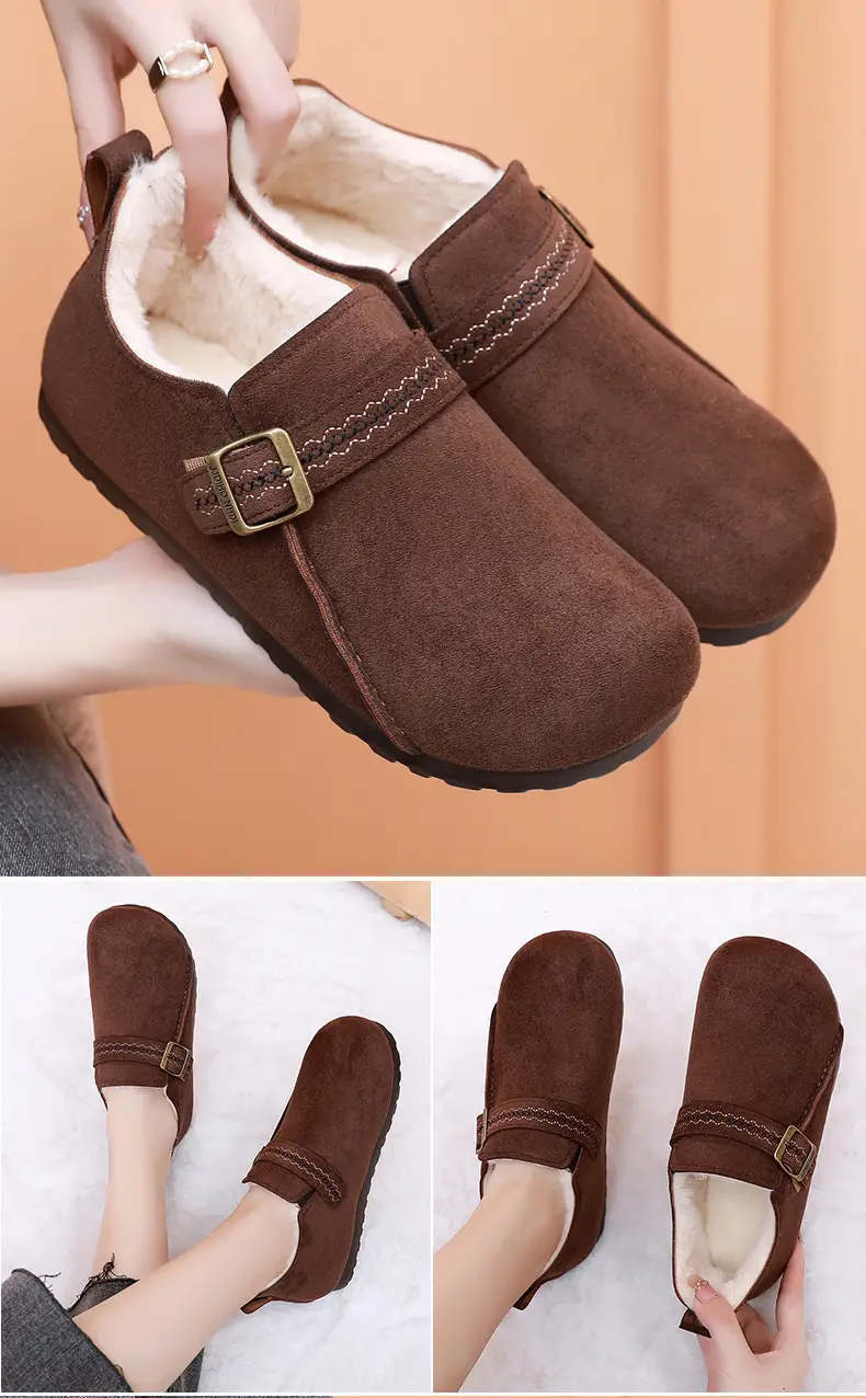 Plush Birkenstock Shoes for Women 2025 Winter New Style Comfortable and Warm Cotton Shoes Retro Casual Lazy Slip-On Shoes — feature 19