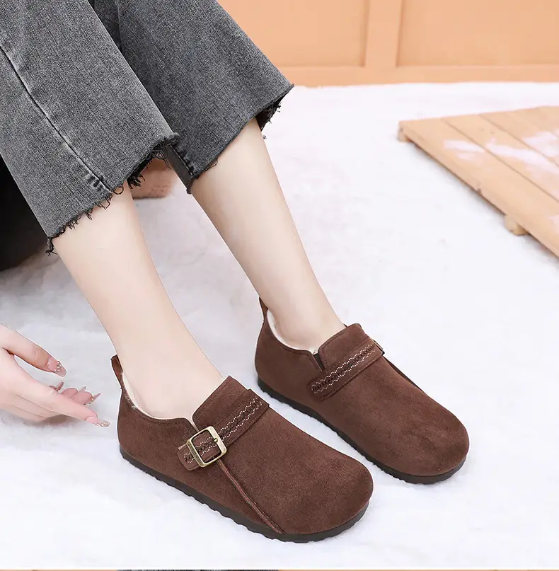 Plush Birkenstock Shoes for Women 2025 Winter New Style Comfortable and Warm Cotton Shoes Retro Casual Lazy Slip-On Shoes — feature 20