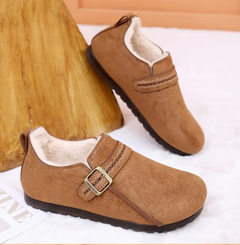 Plush Birkenstock Shoes for Women 2025 Winter New Style Comfortable and Warm Cotton Shoes Retro Casual Lazy Slip-On Shoes — feature 25