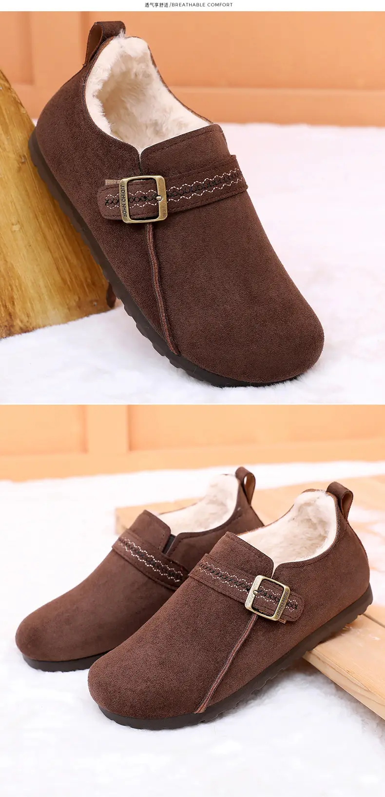 Plush Birkenstock Shoes for Women 2025 Winter New Style Comfortable and Warm Cotton Shoes Retro Casual Lazy Slip-On Shoes — feature 27