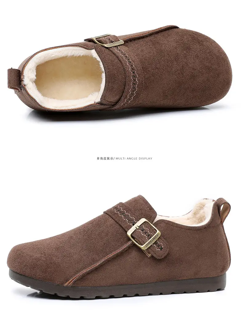 Plush Birkenstock Shoes for Women 2025 Winter New Style Comfortable and Warm Cotton Shoes Retro Casual Lazy Slip-On Shoes — feature 35