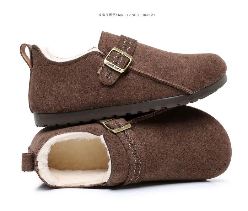Plush Birkenstock Shoes for Women 2025 Winter New Style Comfortable and Warm Cotton Shoes Retro Casual Lazy Slip-On Shoes — feature 36
