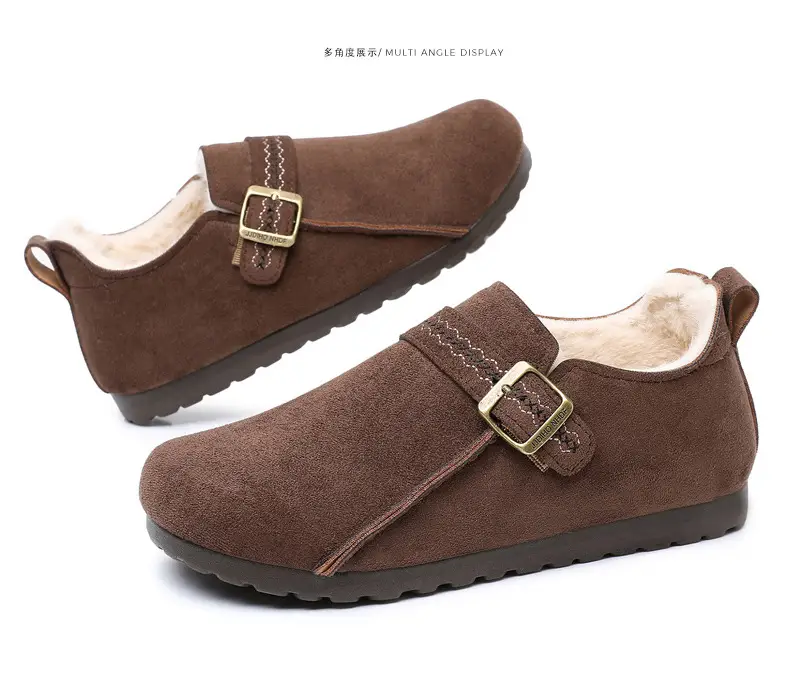 Plush Birkenstock Shoes for Women 2025 Winter New Style Comfortable and Warm Cotton Shoes Retro Casual Lazy Slip-On Shoes — feature 37