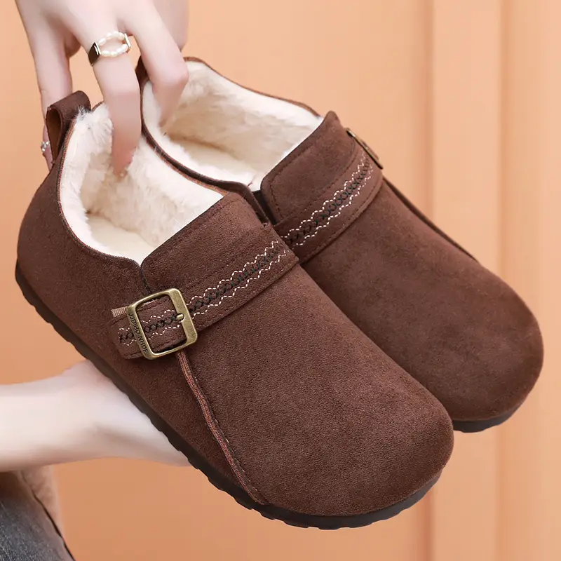 Plush Birkenstock Shoes for Women 2025 Winter New Style Comfortable and Warm Cotton Shoes Retro Casual Lazy Slip-On Shoes - Image 2