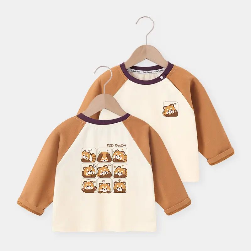 Baby Raglan T-Shirt Brown Cream 3/4 Sleeve - Image 6