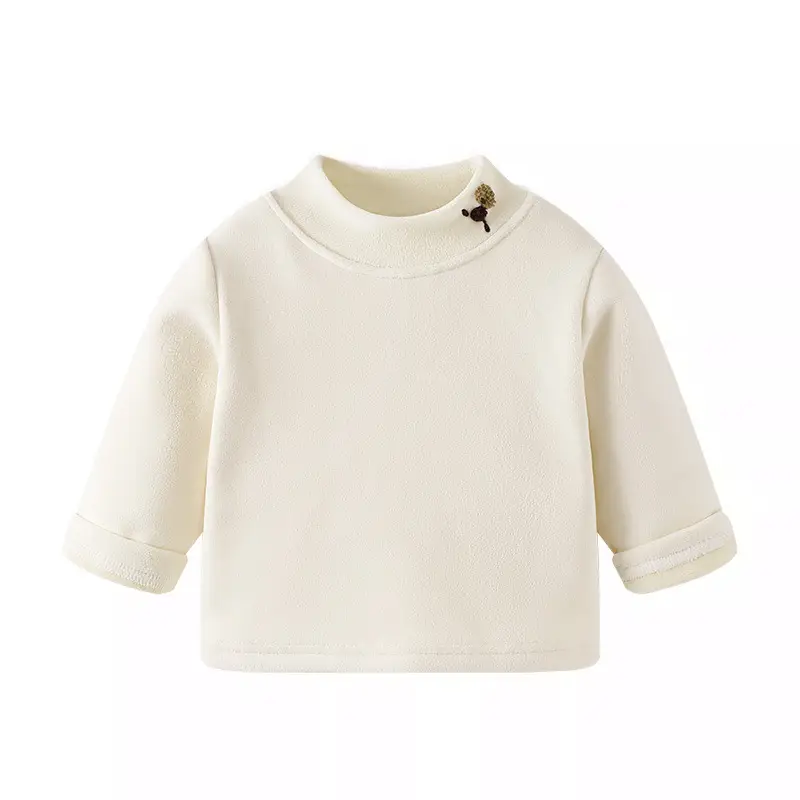 Baby Velvet Half Turtleneck Top Cream - Image 9