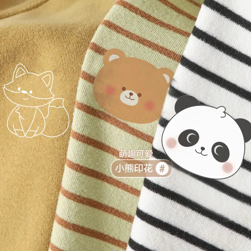 Baby T-Shirt Set with Cartoon Embroidery Winter Warm - Image 8