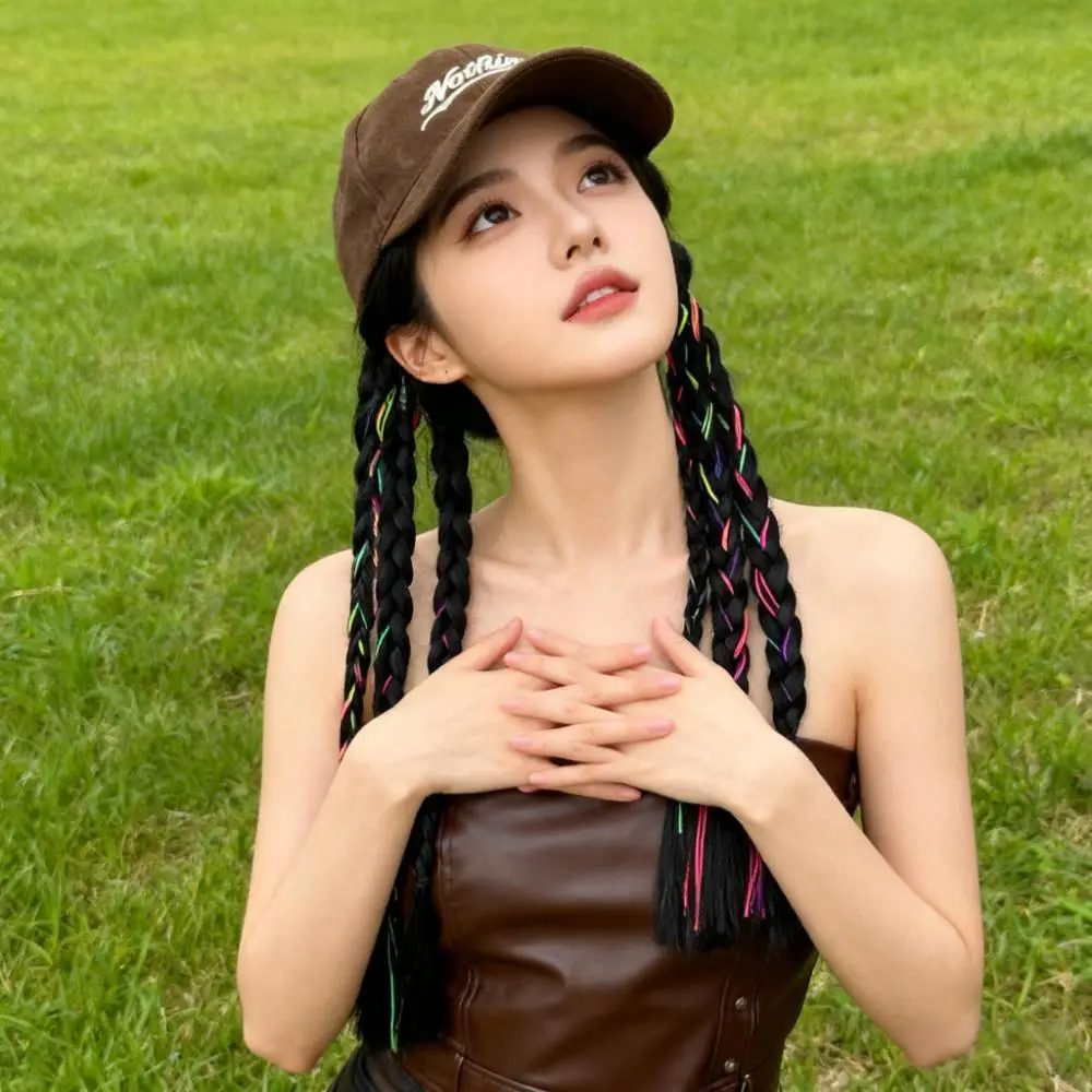 Integrated Baseball Cap with Multi-Braided Sweet Cool Spicy Girl Braids Ponytail New Boxing Wig Headgear - Image 3