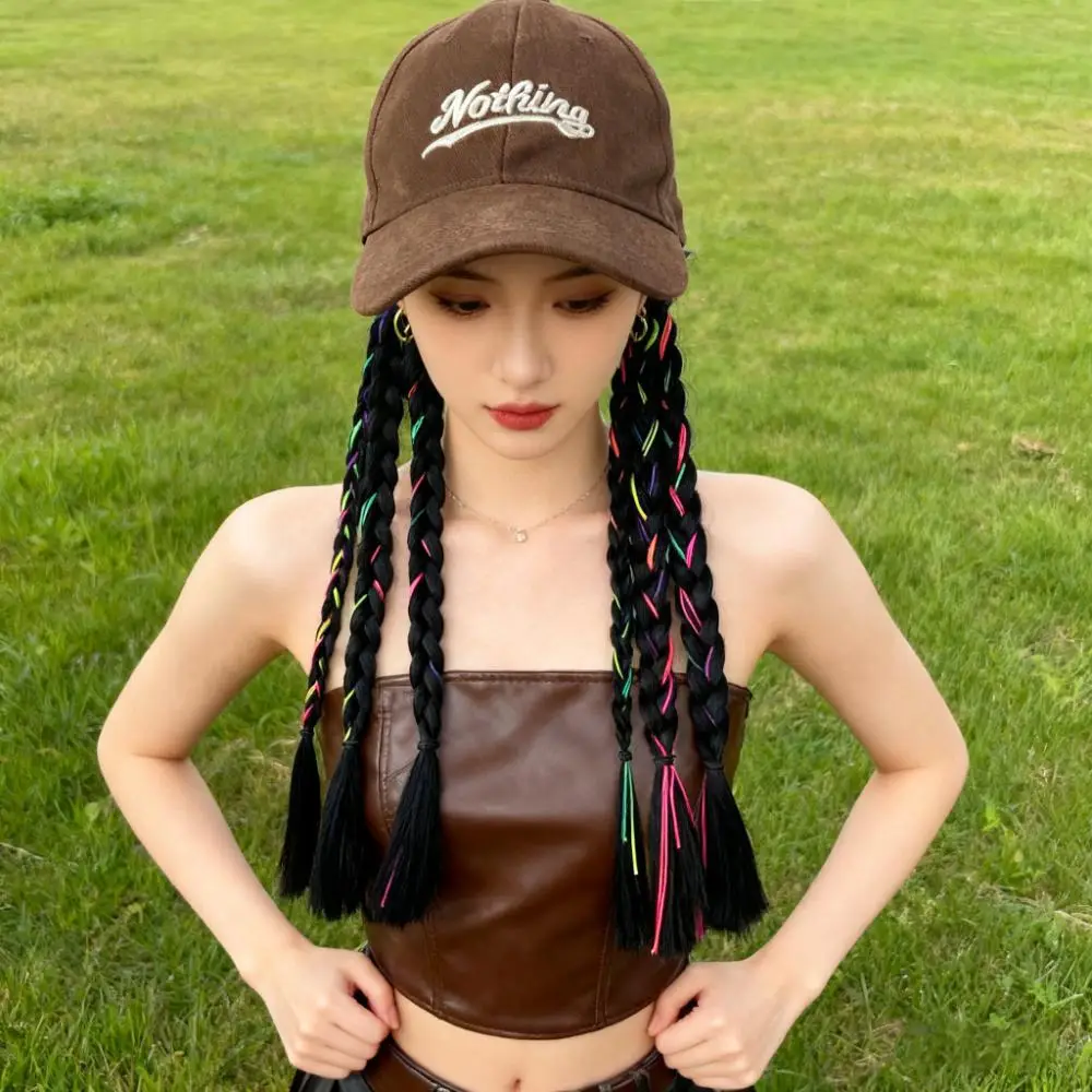 Integrated Baseball Cap with Multi-Braided Sweet Cool Spicy Girl Braids Ponytail New Boxing Wig Headgear - Image 4