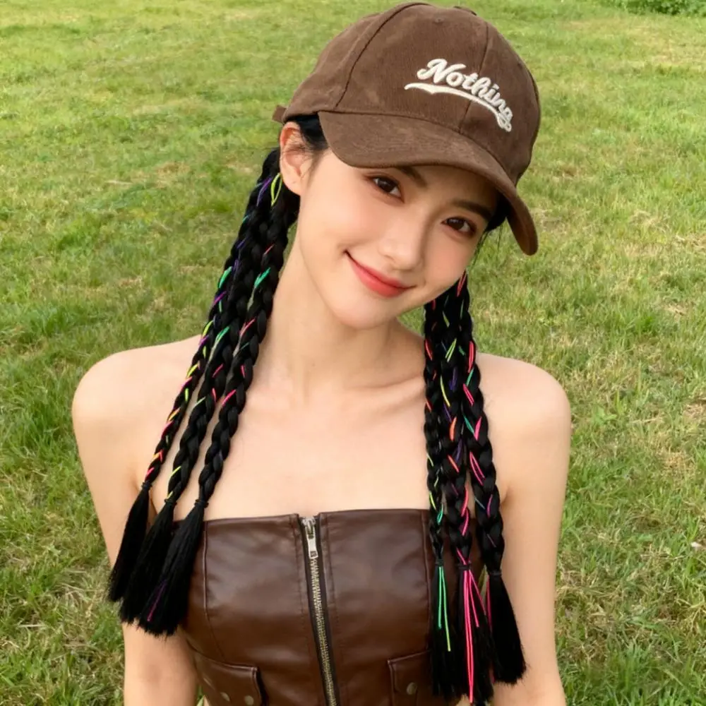 Integrated Baseball Cap with Multi-Braided Sweet Cool Spicy Girl Braids Ponytail New Boxing Wig Headgear — feature 14