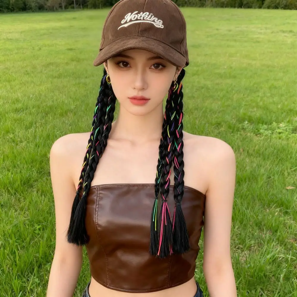Integrated Baseball Cap with Multi-Braided Sweet Cool Spicy Girl Braids Ponytail New Boxing Wig Headgear — feature 9