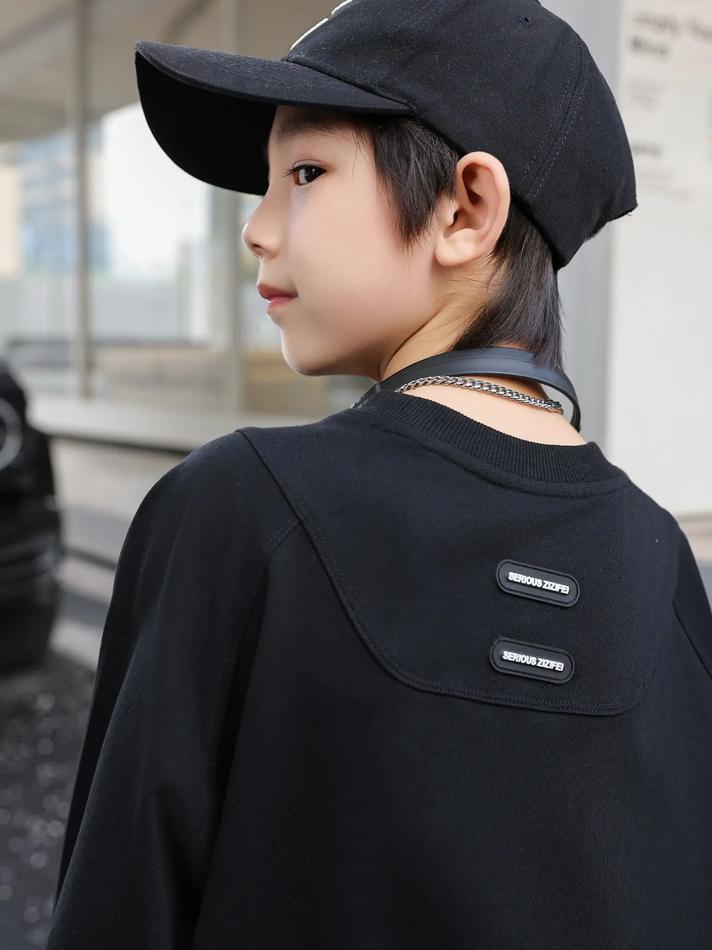 2025 Boys Black Cotton Panda Round T-Shirt - Image 5