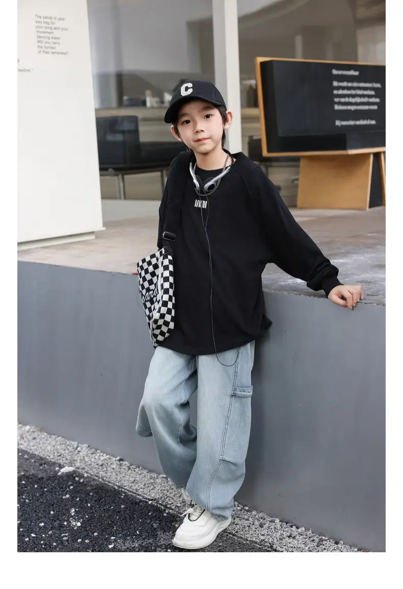 2025 Boys Black Cotton Panda Round T-Shirt — feature 27
