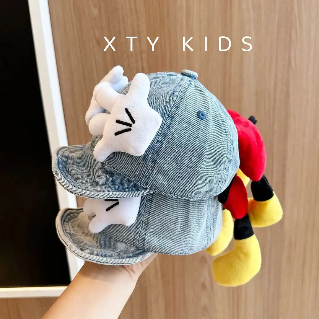 Cute Mickey Baby Denim Cap Red Black Yellow - Image 2