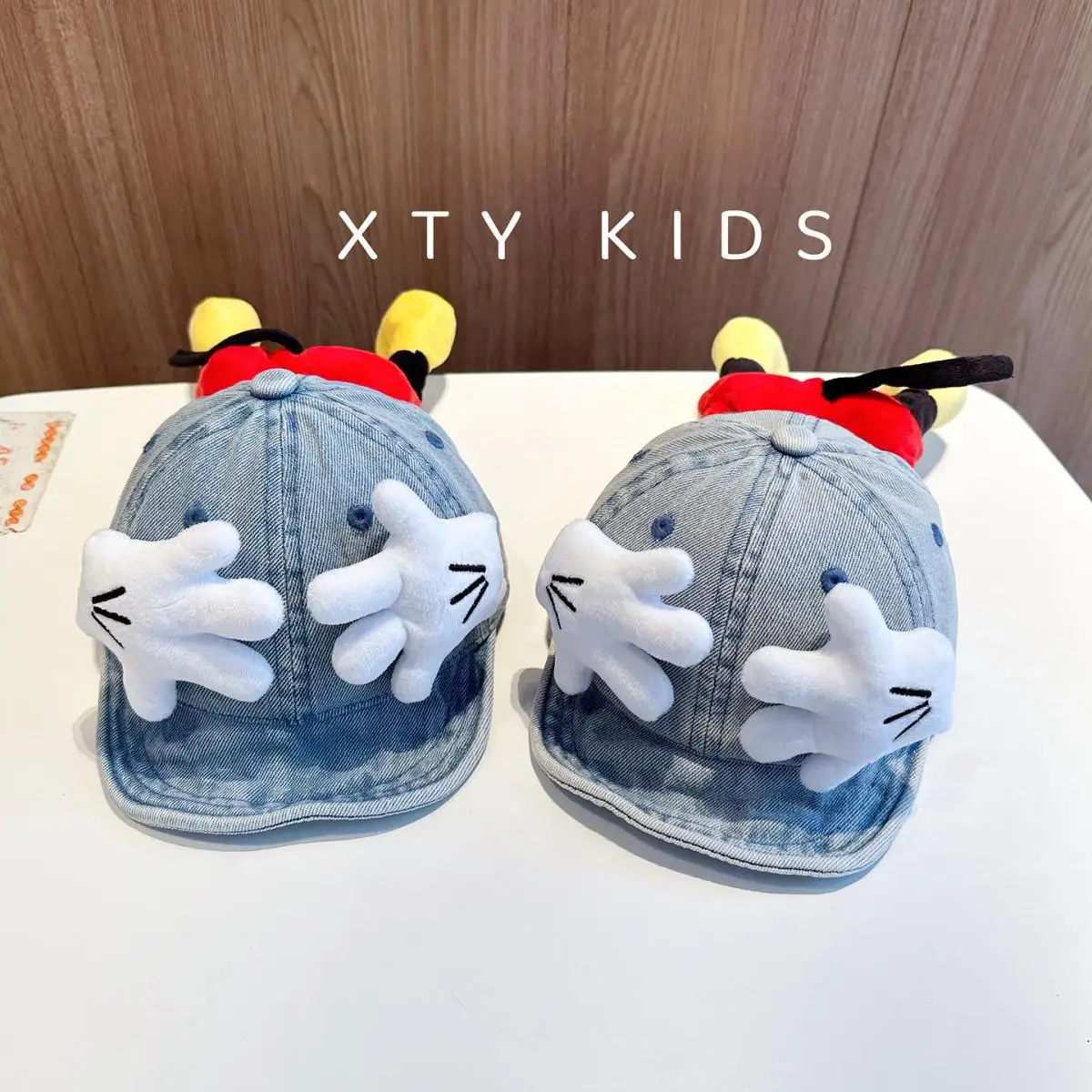 Cute Mickey Baby Denim Cap Red Black Yellow — feature 1