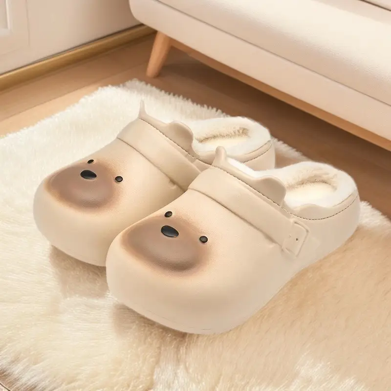 Women Winter Warm Plush Cotton Slippers Black - Image 7