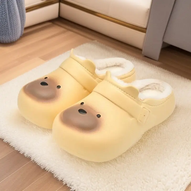 Women Winter Warm Plush Cotton Slippers Black - Image 9