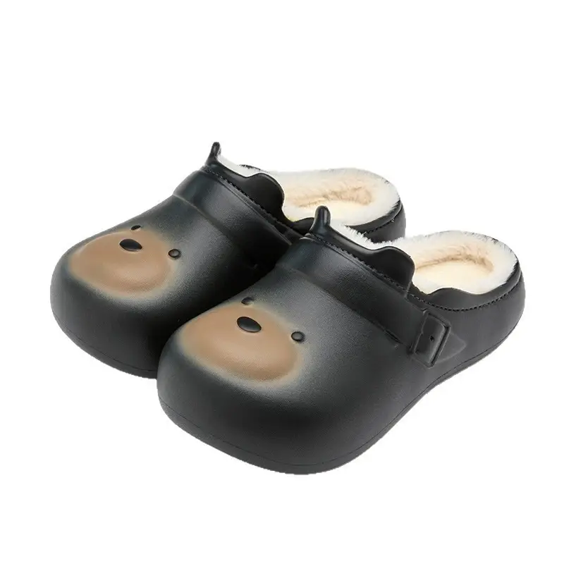 Women Winter Warm Plush Cotton Slippers Black - Image 10