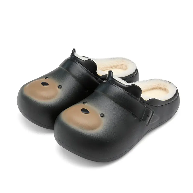Women Winter Warm Plush Cotton Slippers Black - Image 4