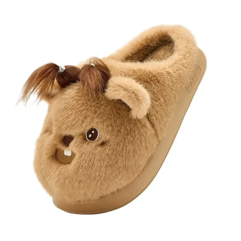 Cute Bear Design Cotton Winter Slippers for Women - Image 7