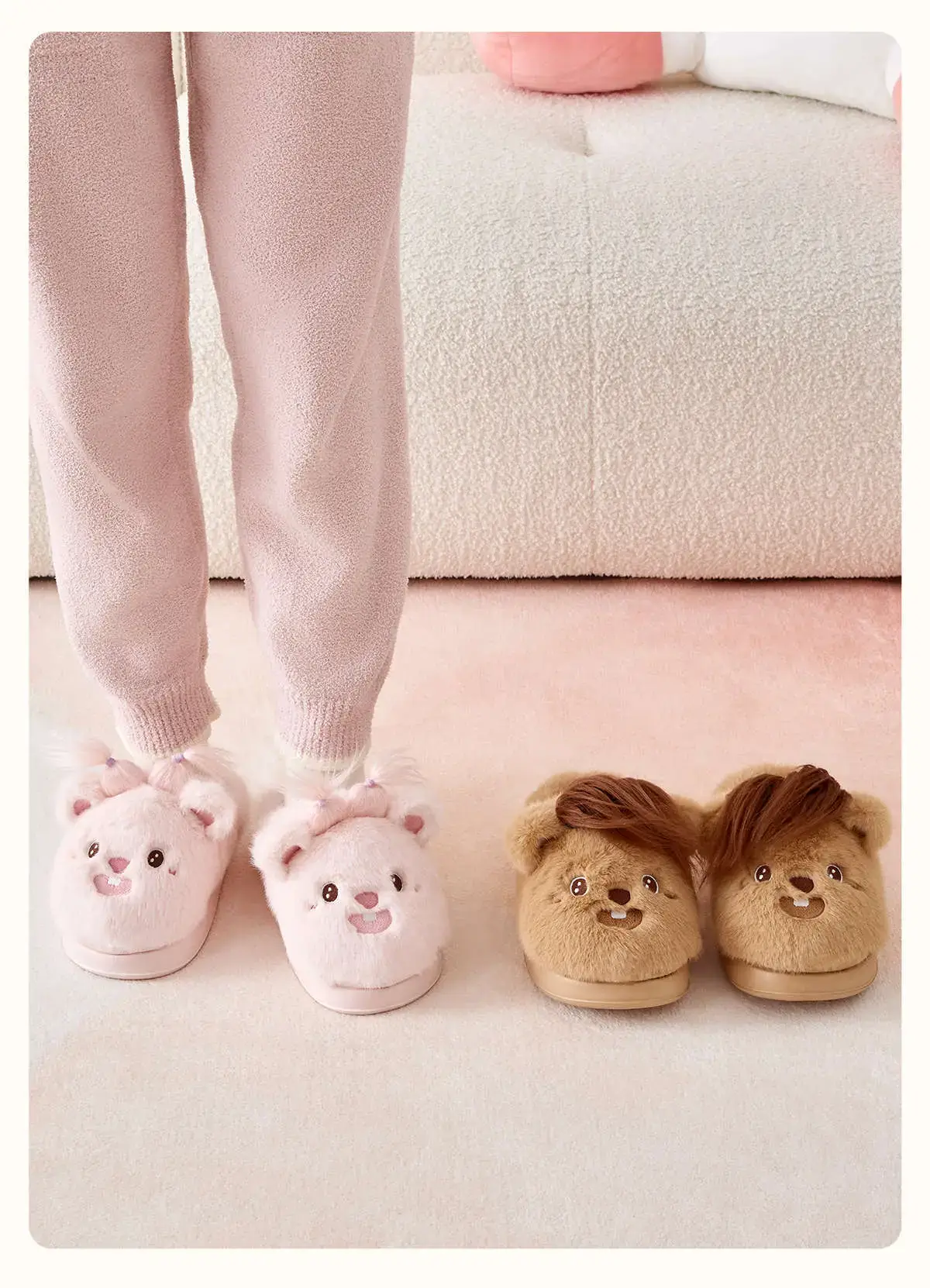 Cute Bear Design Cotton Winter Slippers for Women — feature 15