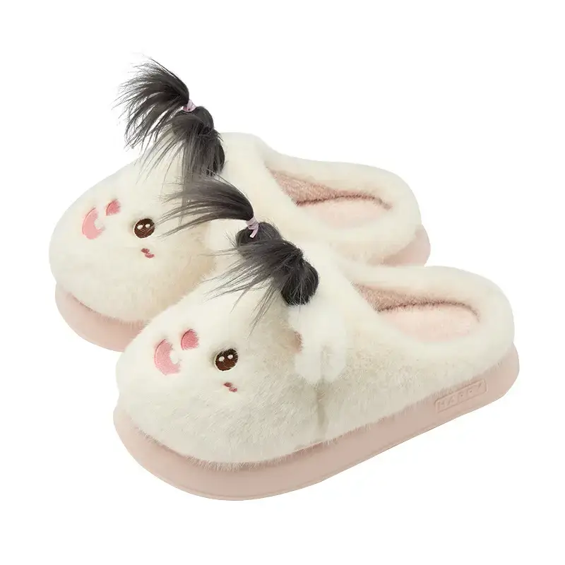 Cute Bear Design Cotton Winter Slippers for Women - Image 2