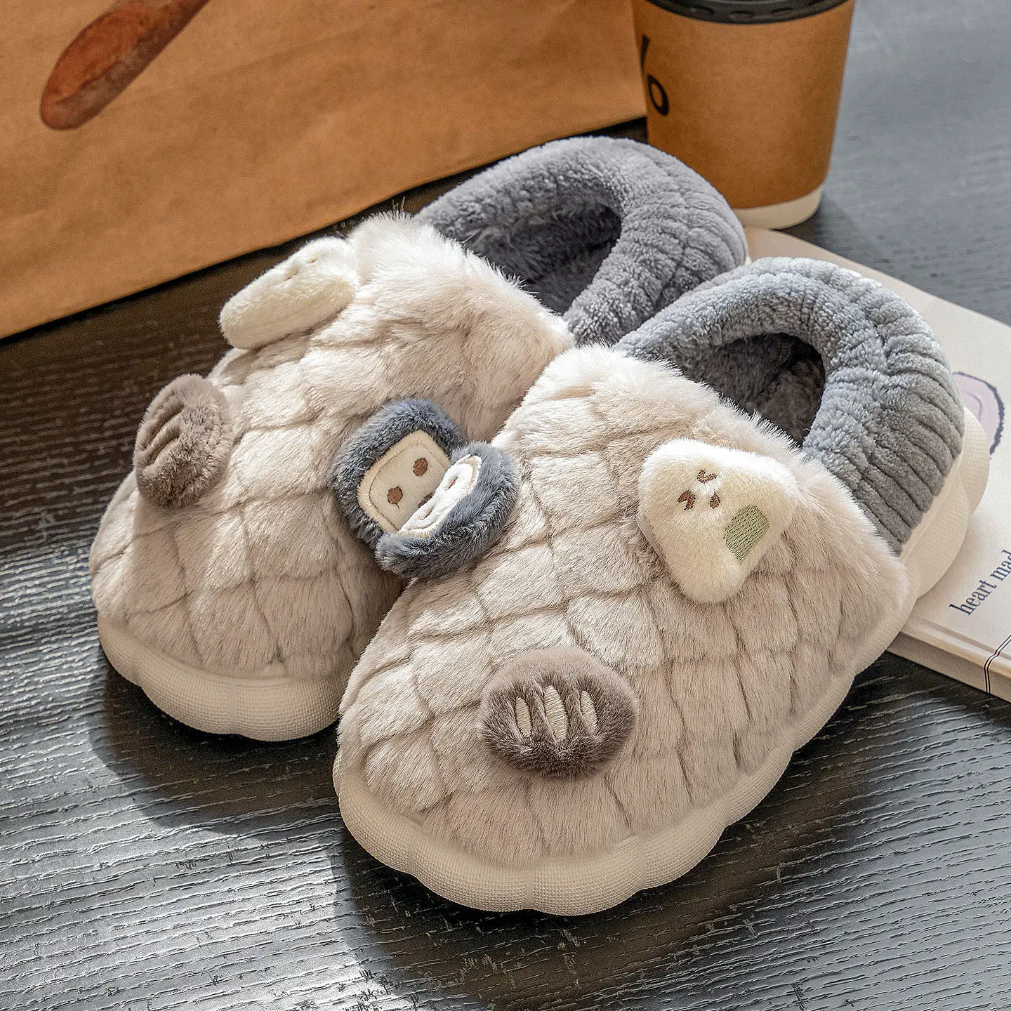 Pink Heart Embellished Cotton Slippers for Women Winter 2025 - Image 11