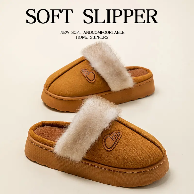Women's Plush Cotton Slippers 2025 Winter New Indoor Warm Non-Slip Thick-Soled Home Plush Slippers Maternity Shoes