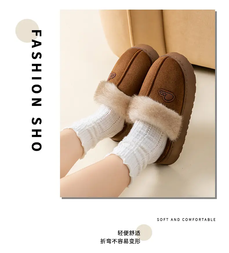 Women's Plush Cotton Slippers 2025 Winter New Indoor Warm Non-Slip Thick-Soled Home Plush Slippers Maternity Shoes — feature 14
