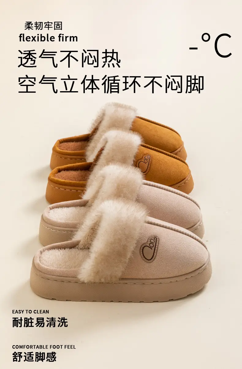 Women's Plush Cotton Slippers 2025 Winter New Indoor Warm Non-Slip Thick-Soled Home Plush Slippers Maternity Shoes — feature 3