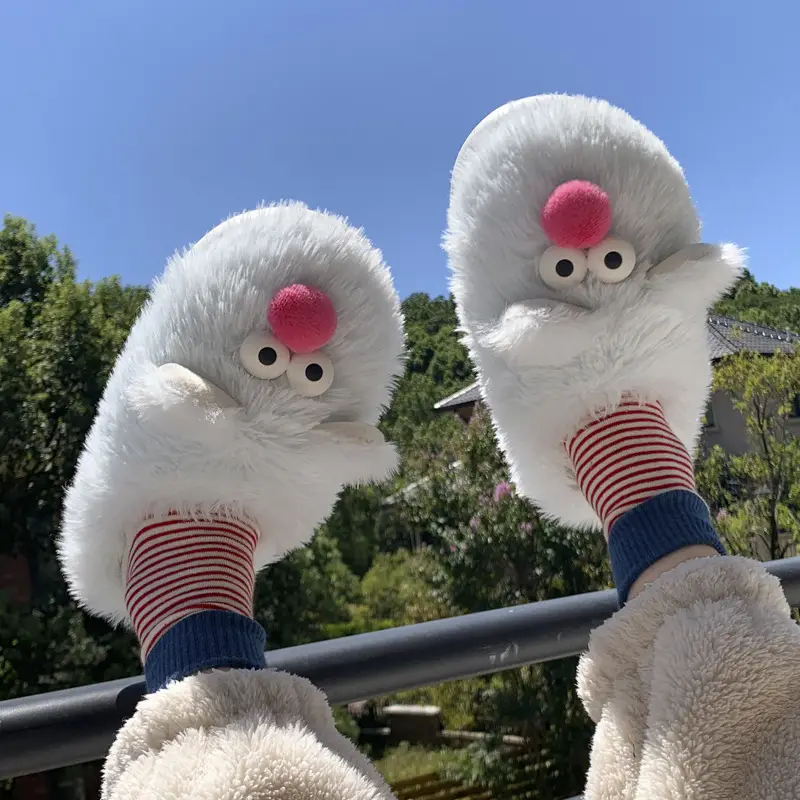 Cute Cartoon Fleece Slippers Women Winter Warm