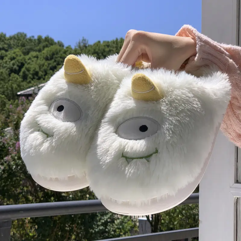 Cute Cartoon Fleece Slippers Women Winter Warm