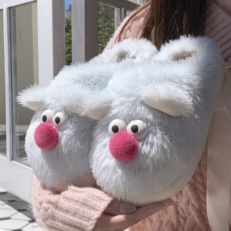 Cute Cartoon Fleece Slippers Women Winter Warm