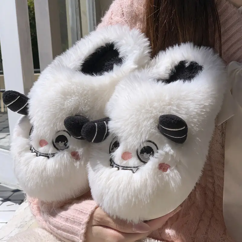 Cute Cartoon Fleece Slippers Women Winter Warm
