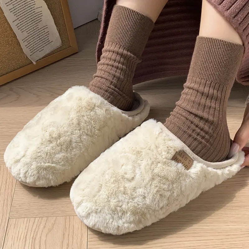Women's Cotton Slippers for Autumn and Winter Indoor Home Warmth New Style with Extra Plush and Thickened Floor for Couples, Thick-Soled Men's Home Use - Image 6